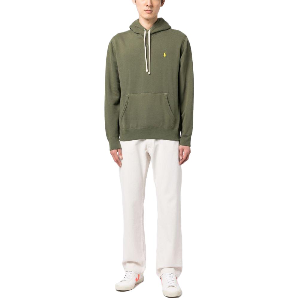 Lookbook Polo Ralph Lauren SS23 刺绣徽标抽绳连帽衫 橄榄绿 男款。 710766778-069
