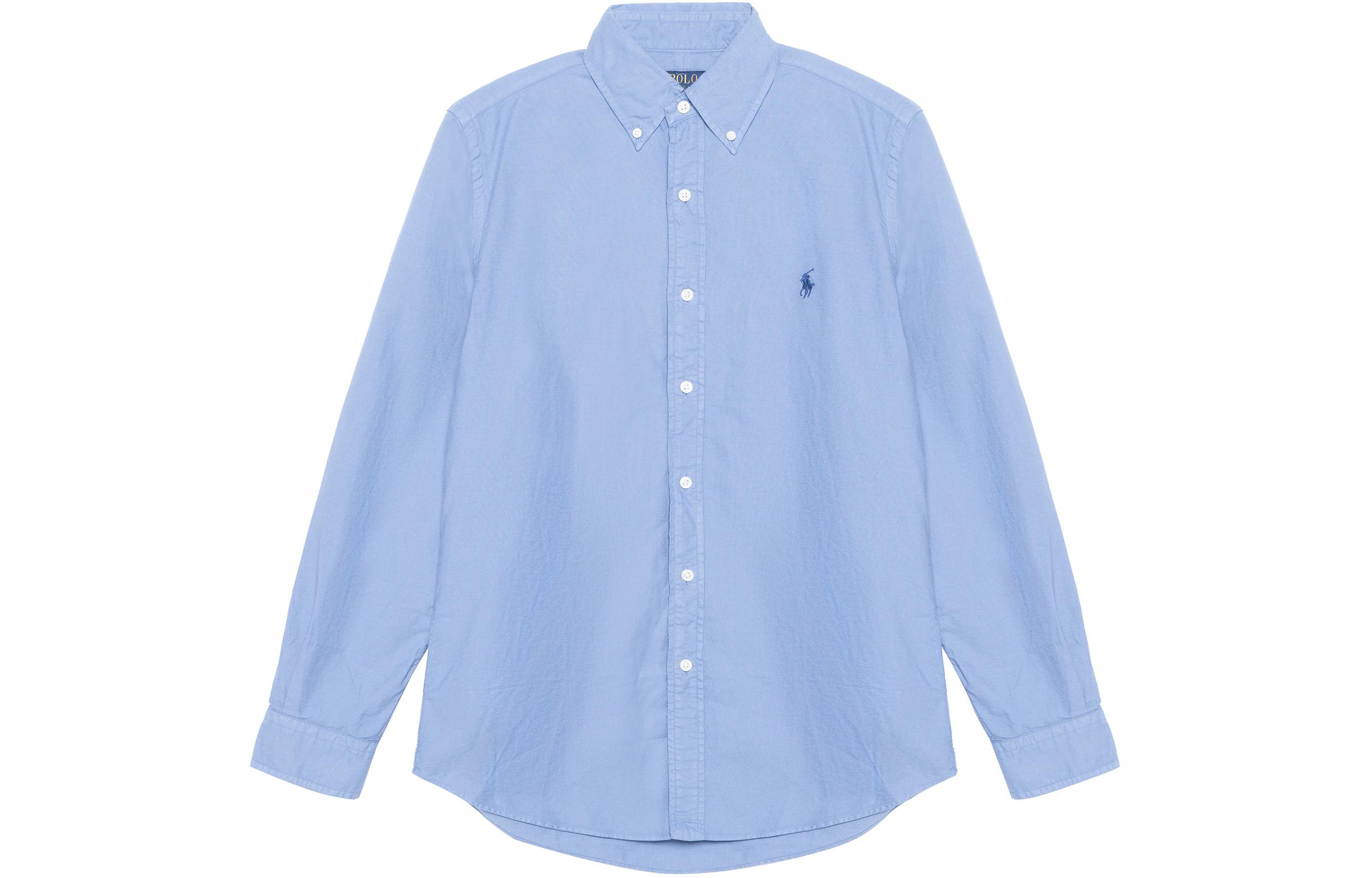 Polo Ralph Lauren SS23 Logo Embroidered Oxford Long Sleeve Shirt Light Blue Men. 710729232-004 圖 2