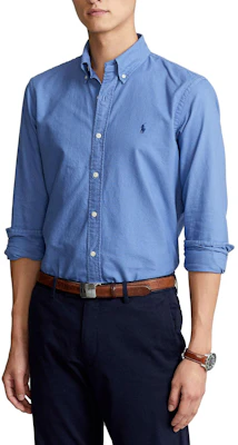 Polo Ralph Lauren 2023春夏款男士徽标刺绣牛津长袖衬衫浅蓝色 710729232-004 Shop Polo Ralph Lauren 2023春夏款男士徽标刺绣牛津长袖衬衫浅蓝色 710729232-004