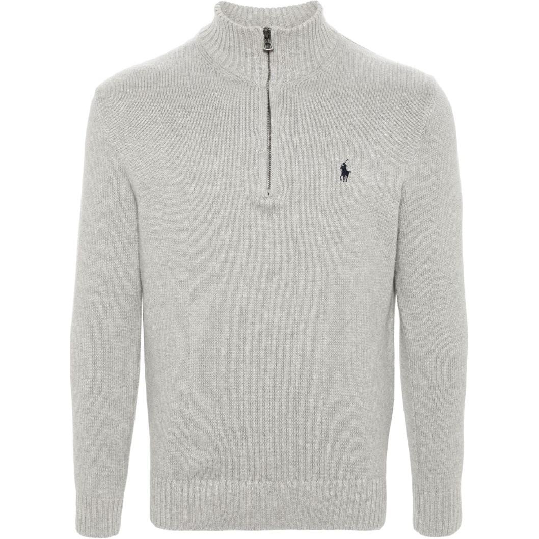 Polo Ralph Lauren SS23 Logo Print Half-Zip Knit Sweater Men’s Grey. 710859939-001