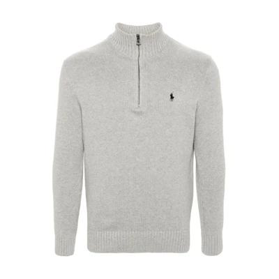 Polo Ralph Lauren SS23 Logo Print Half-Zip Knit Sweater Men’s Grey. 710859939-001