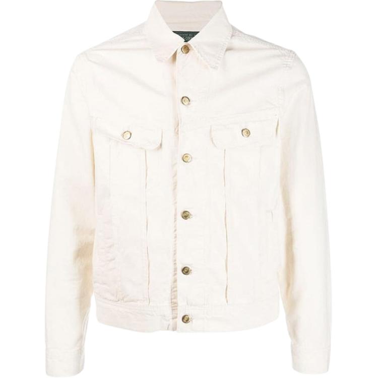 Polo Ralph Lauren SS23 Logo Print Ivory White Long Sleeve Jacket for Men 710901764-001