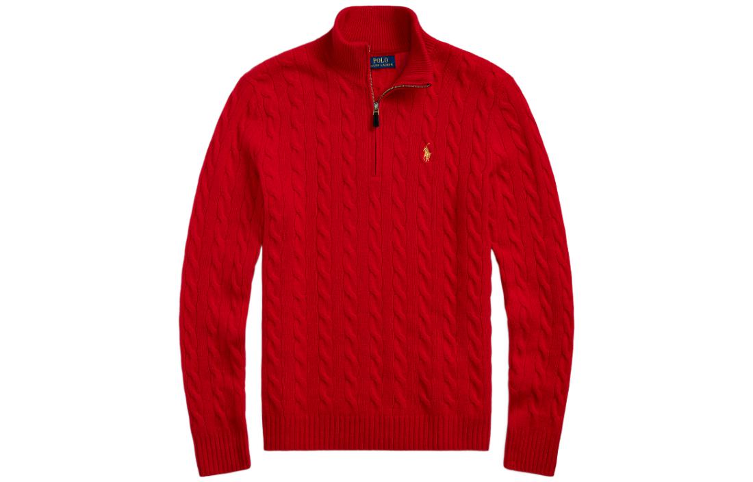 Polo Ralph Lauren SS23 Lunar New Year  Red Half-Zip Cashmere Knit Sweater. MNPOSWE16821298-600