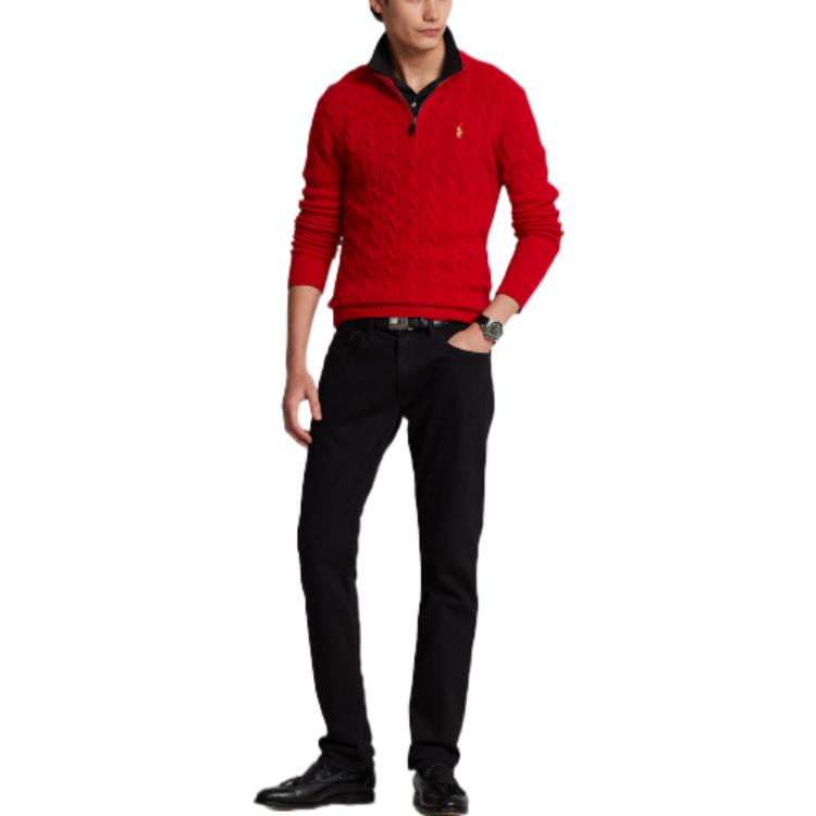 Lookbook Polo Ralph Lauren 2023農曆新年紅色半拉鍊羊絨針織毛衣 MNPOSWE16821298-600