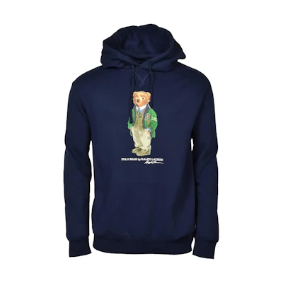 Polo Ralph Lauren SS23 Navy Blue Bear Graphic Fleece Hoodie MNPOKNI16810693B82