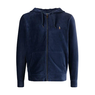 Polo Ralph Lauren SS23 Navy Blue Embroidered Logo Zip Hoodie for Men. 710877154-005