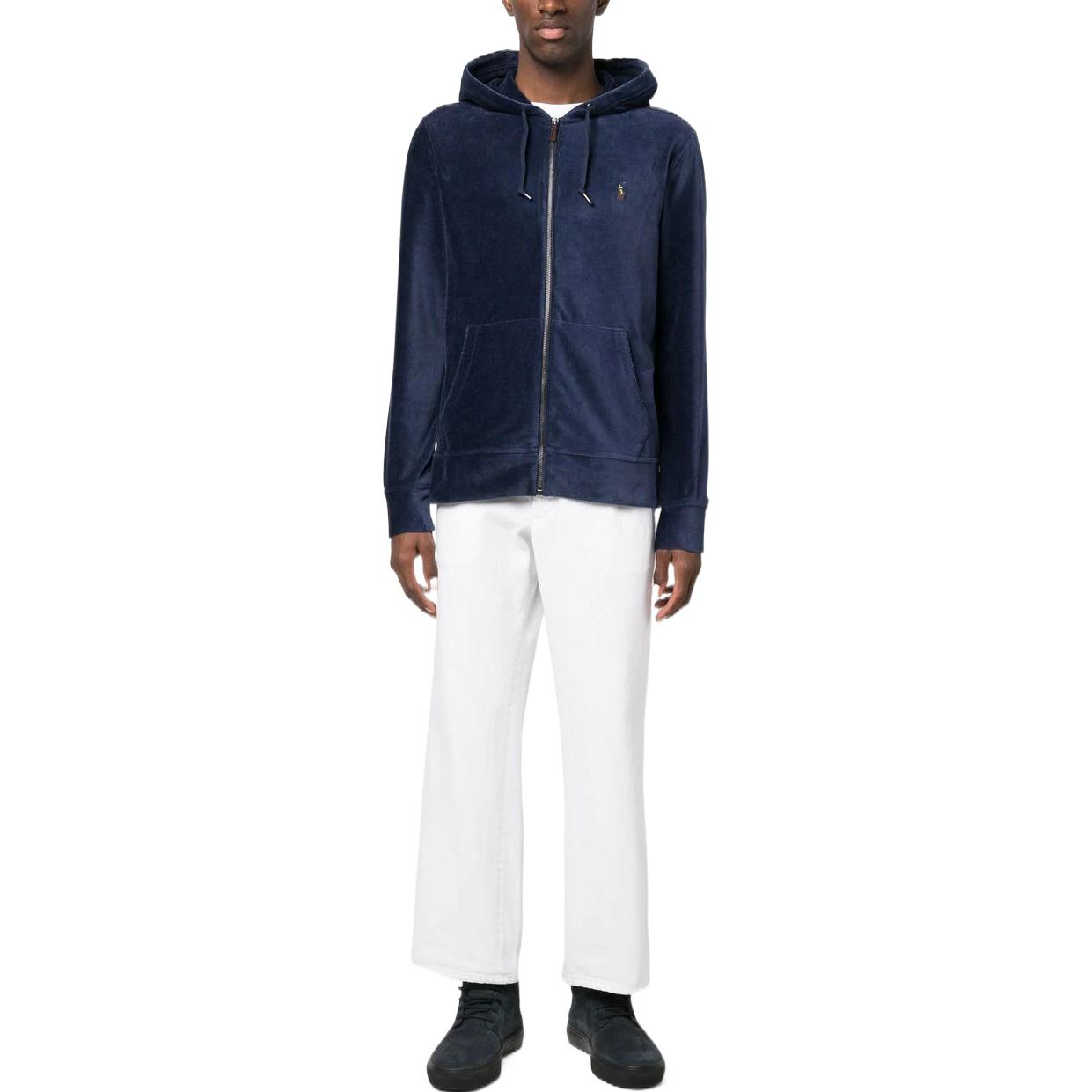 Polo Ralph Lauren SS23 Navy Blue Embroidered Logo Zip Hoodie for Men. 710877154-005 圖 3