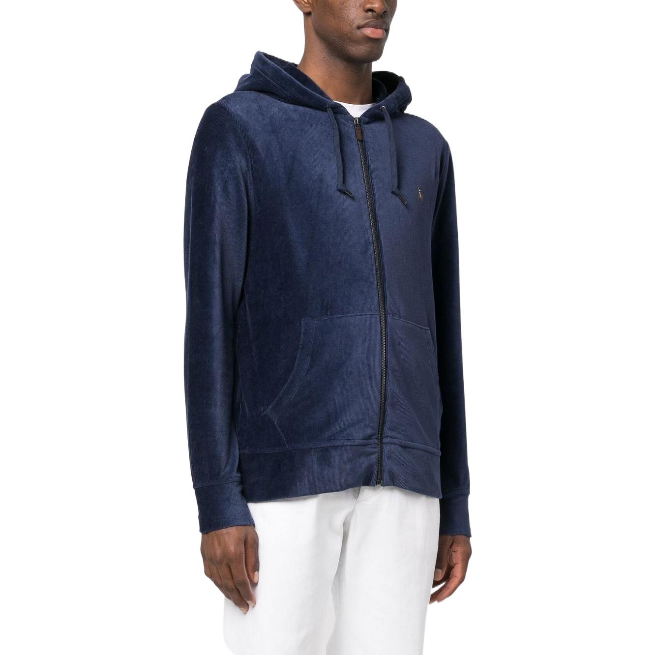 Polo Ralph Lauren SS23 Navy Blue Embroidered Logo Zip Hoodie for Men. 710877154-005 圖 5