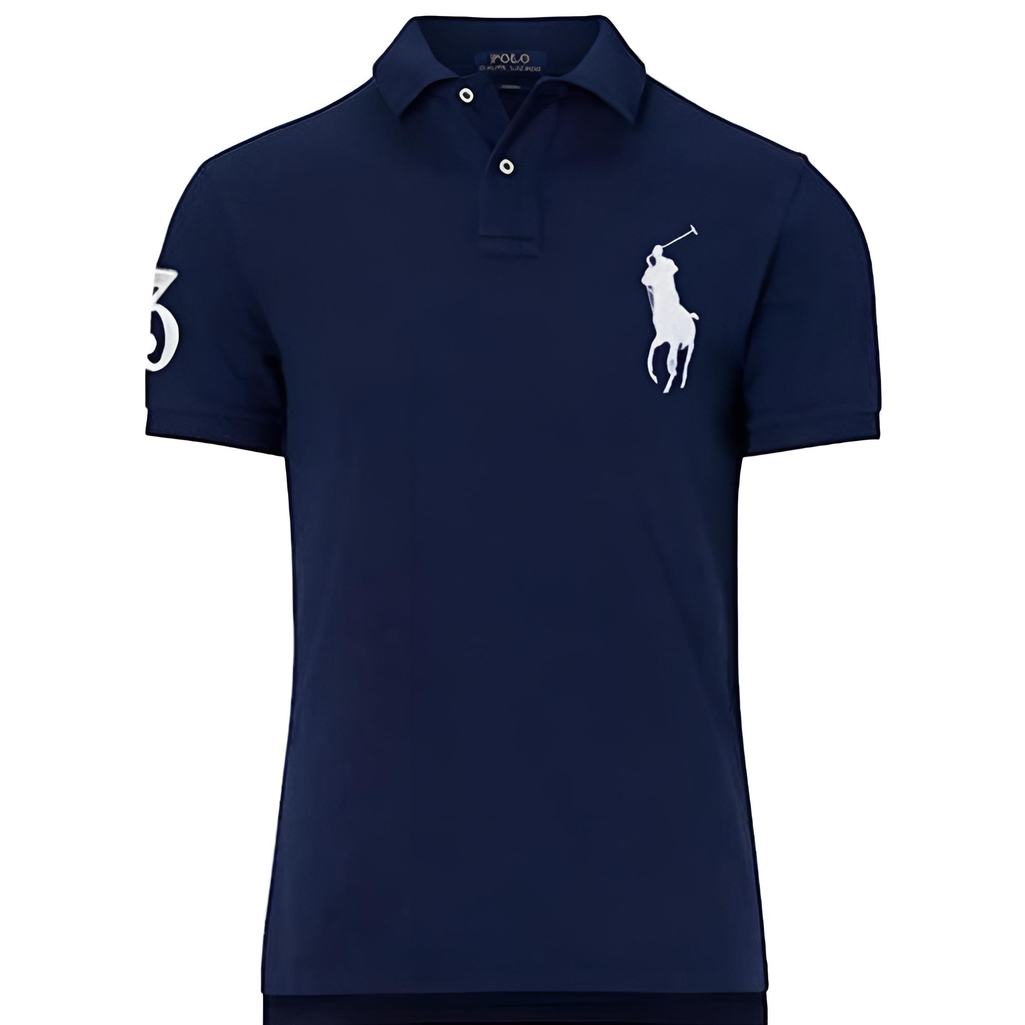 Polo Ralph Lauren SS23 Navy Blue Embroidered Slim Fit Short Sleeve Polo Shirt Men. 710907394002