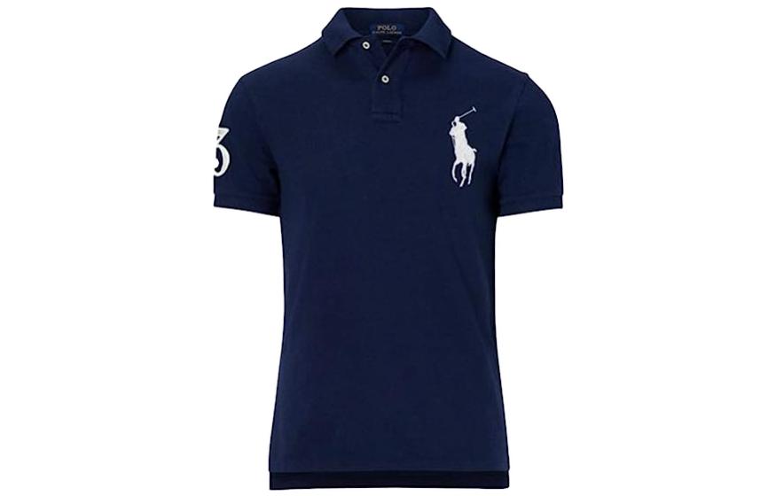 Order Polo Ralph Lauren SS23 Navy Blue Embroidered Slim Fit Short Sleeve Polo Shirt Men. 710907394002