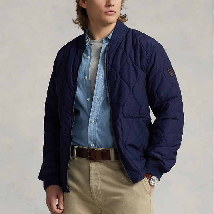 Polo Ralph Lauren SS23 Navy Blue Plaid Logo Badge Zip Jacket for Men. MNPOOTW16021024-410 圖 5