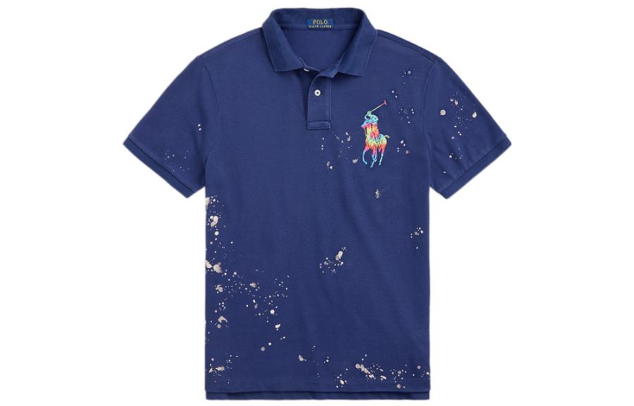 Polo Ralph Lauren SS23 Slim Fit Navy Polo Shirt with Colorful Logo Embroidery. MNPOKNI1N822105-410 圖 2