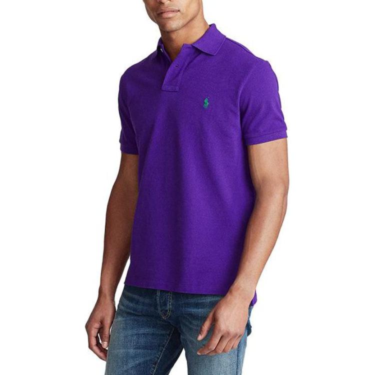 Polo Ralph Lauren SS23 Slim Fit Solid Mesh Polo Shirt Unisex Purple. MNPOKNI1N820503-500 圖 4