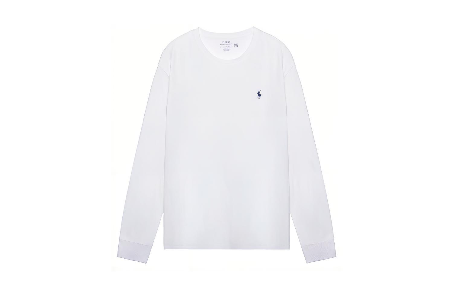 Order 폴로 랄프로렌 SS23 솔리드 크루넥 긴팔 티셔츠 화이트 710627433-009