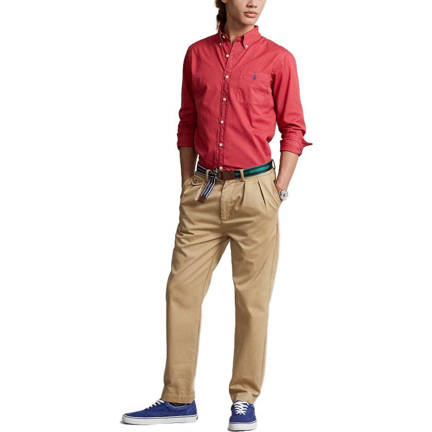 Polo Ralph Lauren SS23 Solid Logo Embroidered Button-Up Shirt Men’s Red. MNPOWOV16822894-600 圖 3