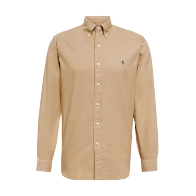Polo Ralph Lauren SS23 Solid Logo Embroidered Long Sleeve Shirt Khaki Men’s 710889740-001