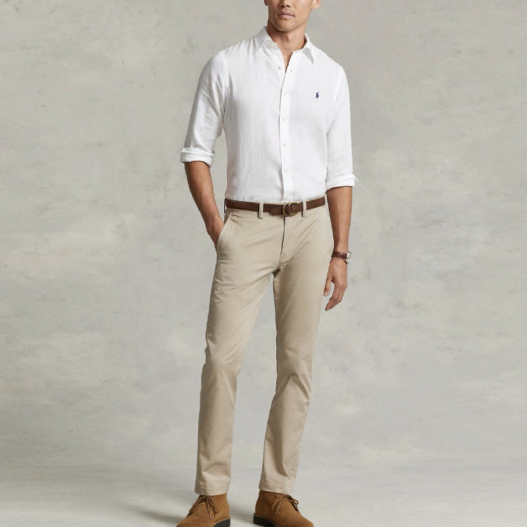 Lookbook Polo Ralph Lauren SS23 男士刺绣标志长袖休闲衬衫. MNPOWOV16820399-100