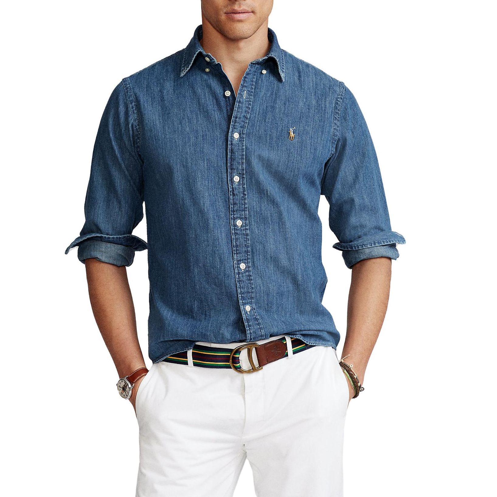 Polo Ralph Lauren SS23 Solid Logo Embroidered Long Sleeve Shirt Navy . 710776164-002 圖 4