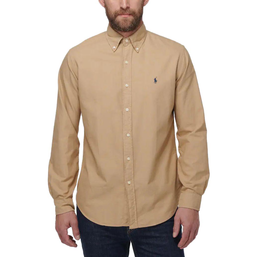Polo Ralph Lauren SS23 Solid Logo Embroidered Long Sleeve Shirt Khaki Men’s 710889740-001 圖 4