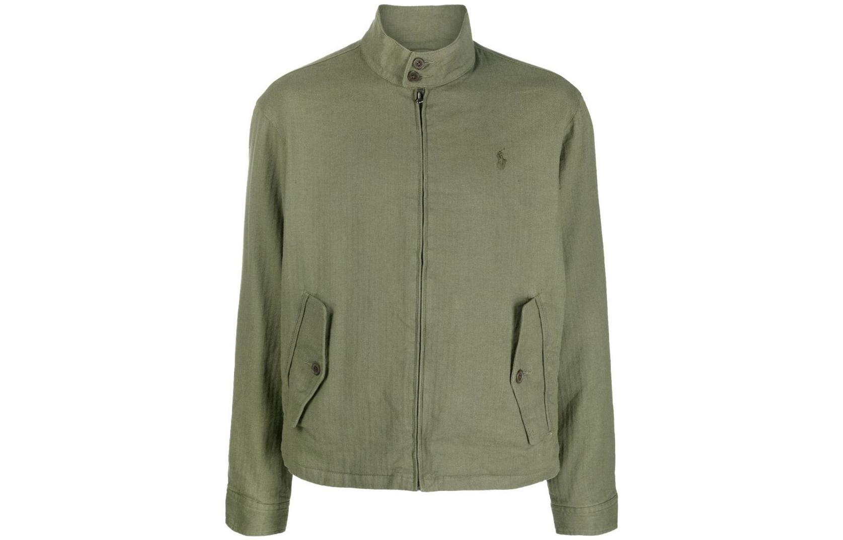 Polo Ralph Lauren SS23 Solid Logo Embroidered Stand Collar Jacket Green Men. 710888088-001