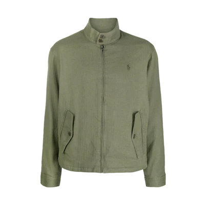 Polo Ralph Lauren SS23 Solid Logo Embroidered Stand Collar Jacket Green Men. 710888088-001