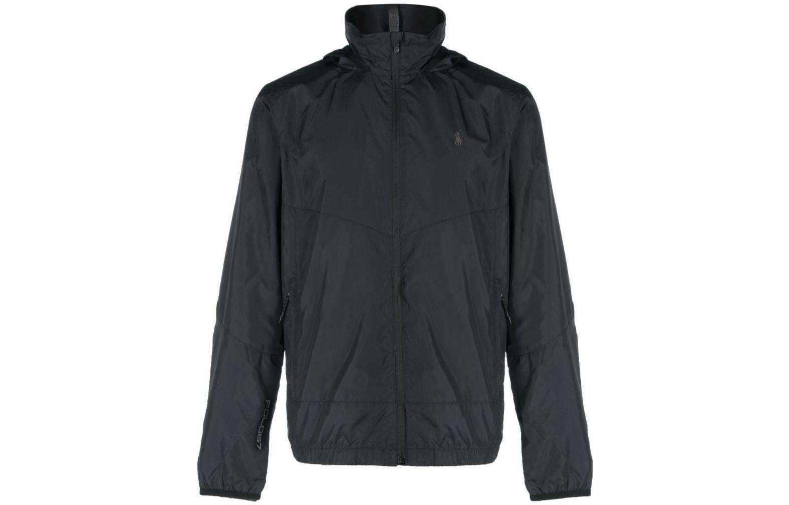 Polo Ralph Lauren SS23 Solid Logo Embroidered Zip Hoodie Jacket Black . 710914503-001