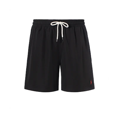 Polo Ralph Lauren SS23 Solid Logo Patch Drawstring Casual Shorts Black Mens. 710907255-002
