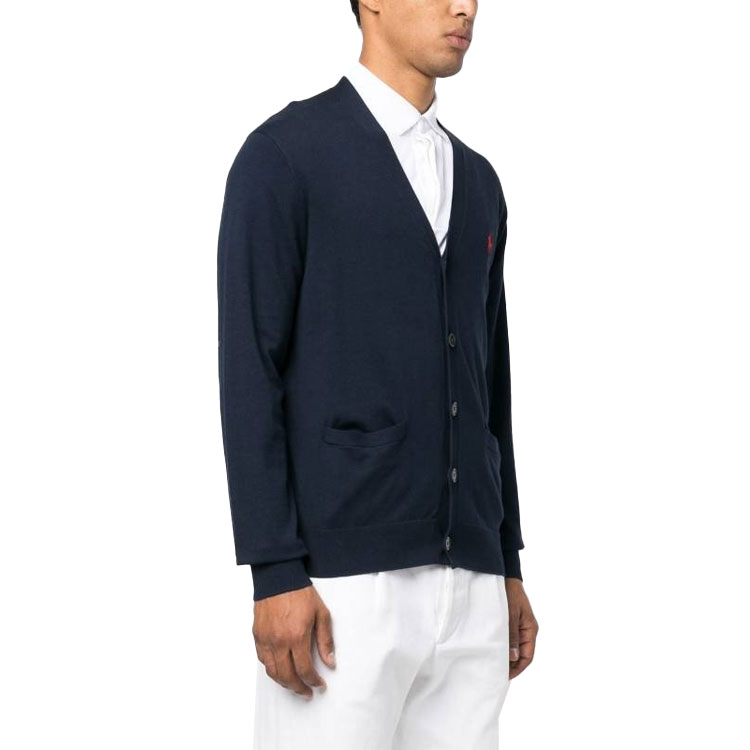 Purchase ポロ ラルフ ローレン メンズ ネイビーブルー SS23 ロゴプリント ニットカーディガン 710890562-001