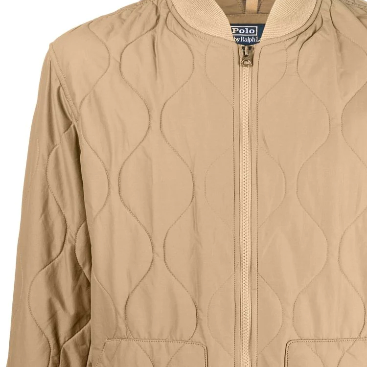 Sizing 폴로 랄프로렌 SS23 솔리드 퀼팅 봄버 재킷 남성용 샌드 옐로우 710857267-006