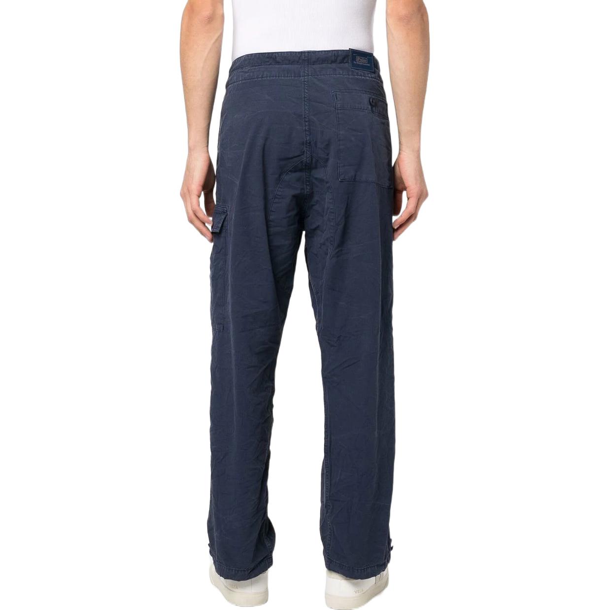 Shop Polo Ralph Lauren SS23 Pantalones Cargo Azul Marino con Cierre y Bolsillos. 710864878-001