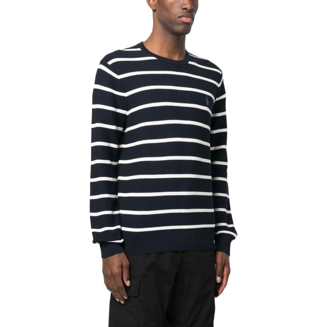 Purchase 폴로 랄프 로렌 SS23 스트라이프 스몰 로고 크루넥 스웻셔츠 블랙. 710899202-001