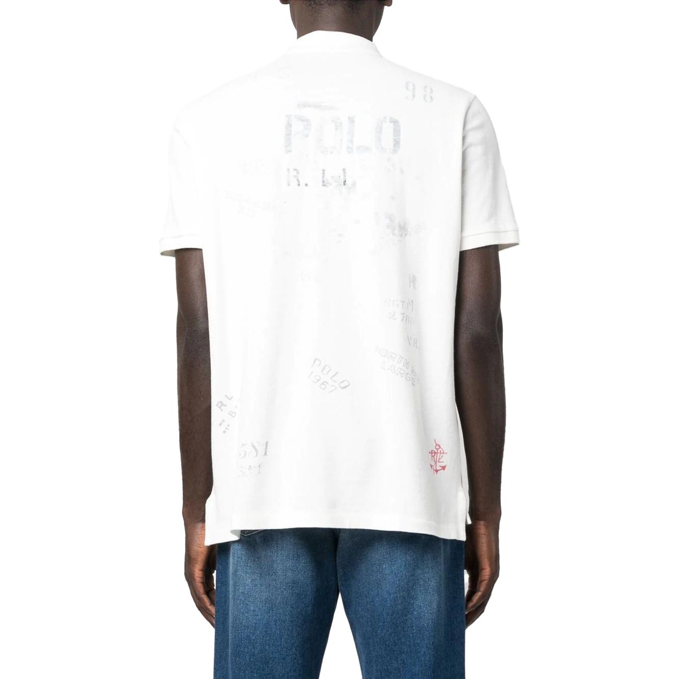 Polo Ralph Lauren SS23 Watercolor Logo Short Sleeve Polo Shirt White Mens. 710904444-001 圖 4