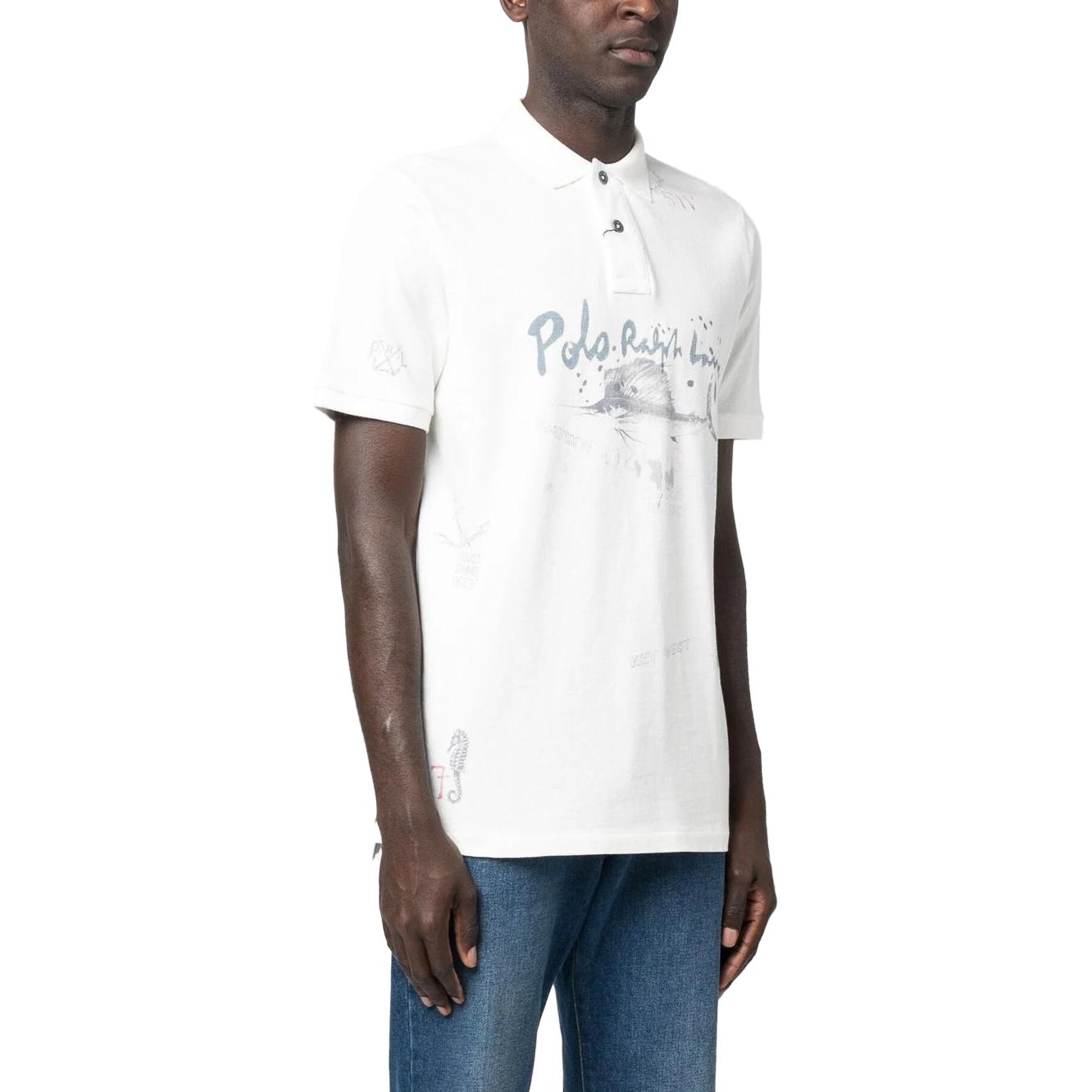 Polo Ralph Lauren SS23 Watercolor Logo Short Sleeve Polo Shirt White Mens. 710904444-001 圖 5