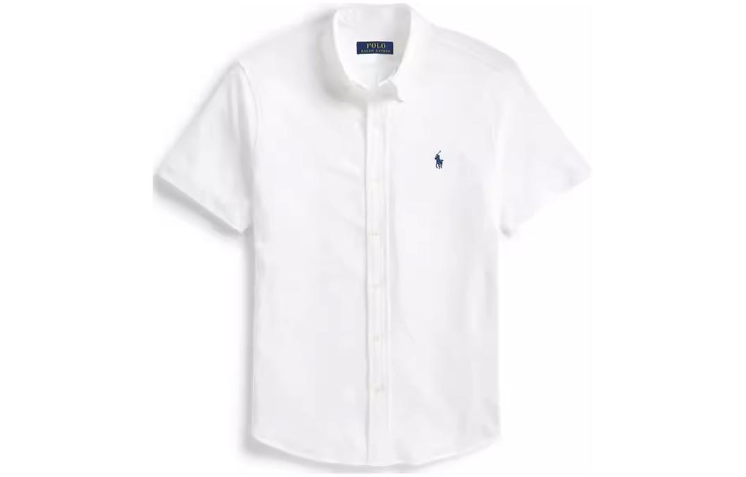 Polo Ralph Lauren SS23 White Short-Sleeve Shirt with Logo Embroidery for Men. MNPOKNI1N820473-100 圖 2