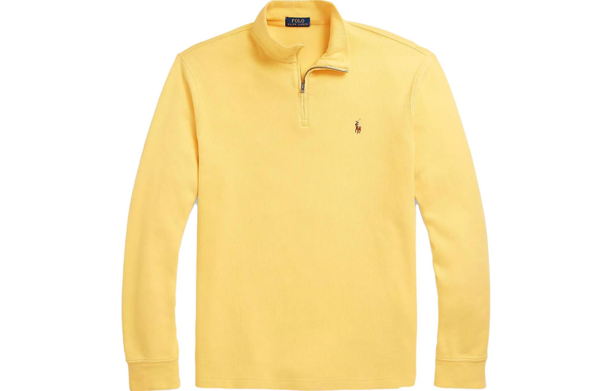 Polo Ralph Lauren SS23 Yellow Half-Zip Sweatshirt with Logo Embroidery Mens. 710857073-002