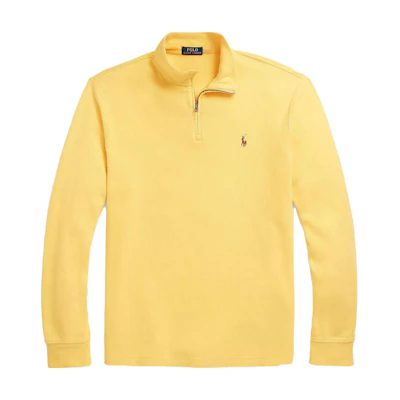 Polo Ralph Lauren SS23 Yellow Half-Zip Sweatshirt with Logo Embroidery Mens. 710857073-002