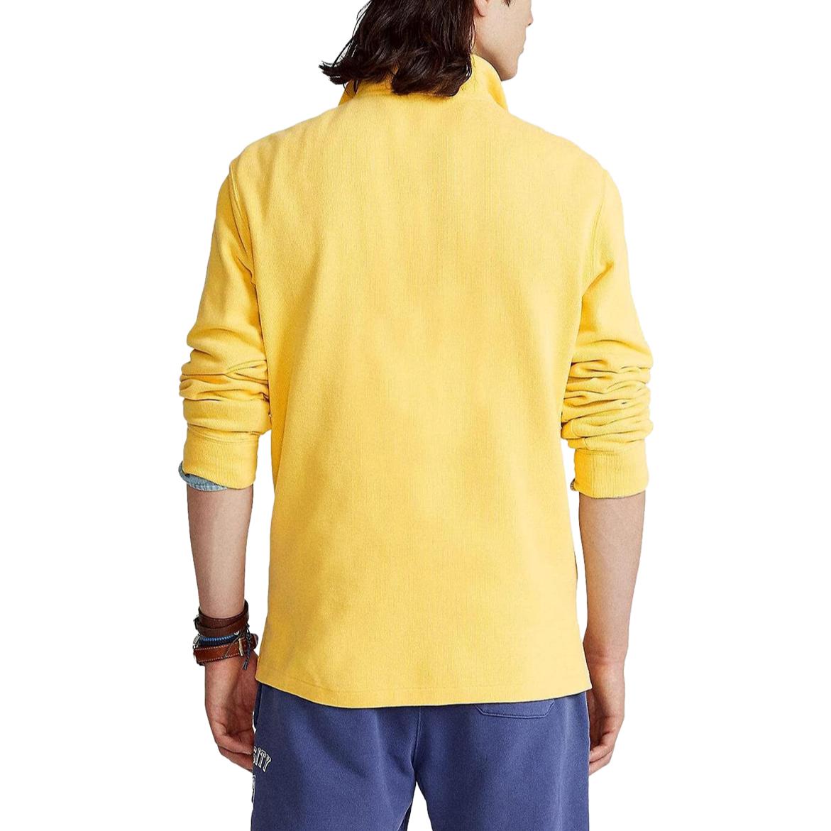 Shop Polo Ralph Lauren SS23 Baju Kuning Half-Zip dengan Sulaman Logo Lelaki. 710857073-002