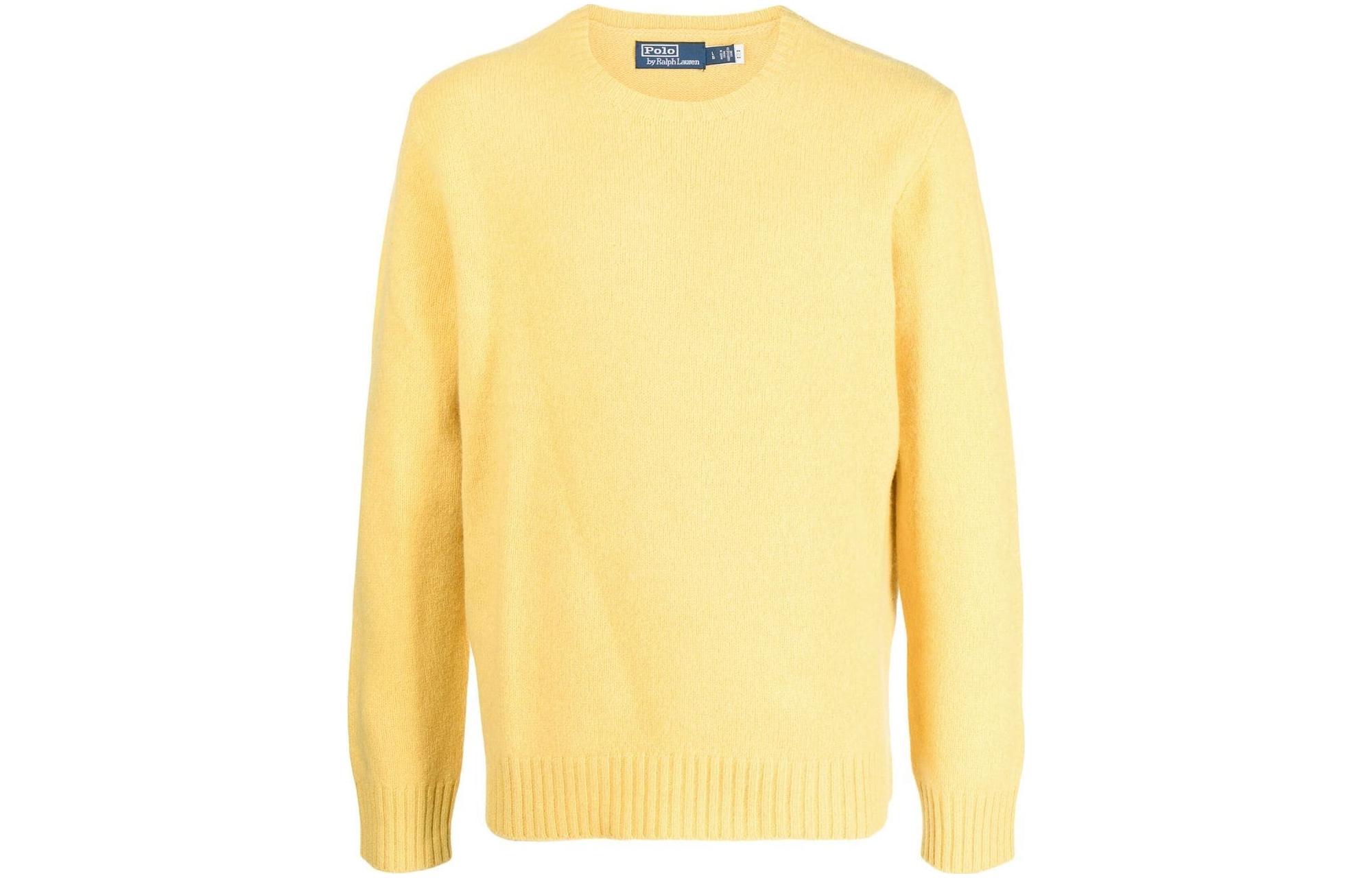 Polo Ralph Lauren SS23 Yellow Suede Appliqué Crewneck Sweater Mens. 710881041-003 圖 2