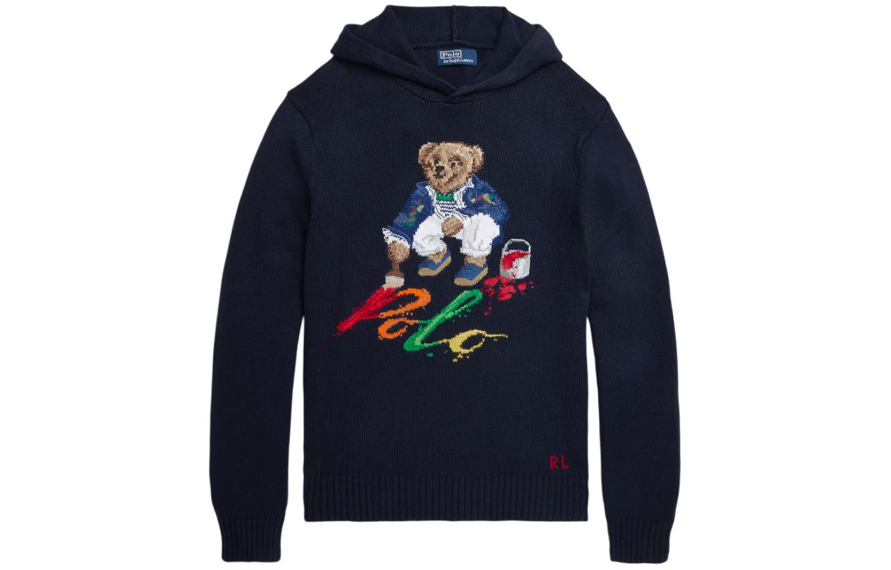 Polo Ralph Lauren SS24  Bear Logo Knit Hoodie - Dark Blue MNPOSWE16821783-410