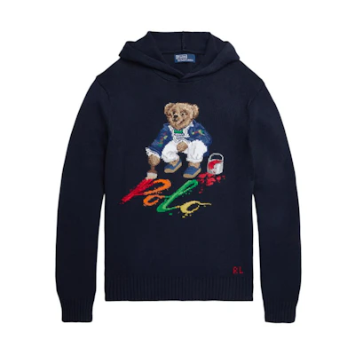 Polo Ralph Lauren SS24 Bear Logo Knit Hoodie - Dark Blue MNPOSWE16821783-410