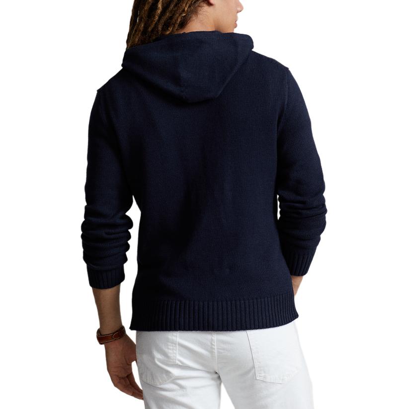Shop ポロ ラルフローレン SS24 ベアロゴ ニットフーディー - ダークブルー MNPOSWE16821783-410