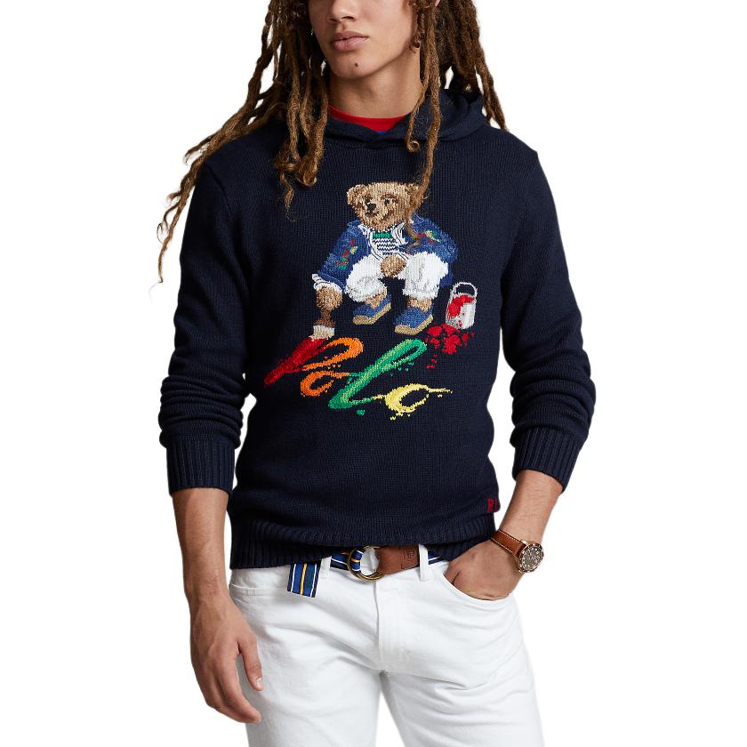 Purchase ポロ ラルフローレン SS24 ベアロゴ ニットフーディー - ダークブルー MNPOSWE16821783-410