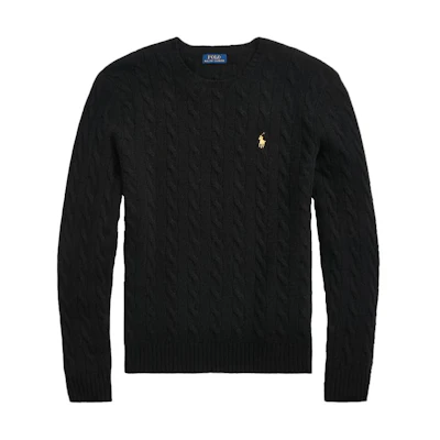 Polo Ralph Lauren SS24 Black Embroidered Pony Crewneck Sweater. MNPOSWE16821772-001
