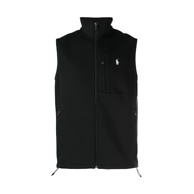 Polo Ralph Lauren SS24 Black High Neck Zip Vest with Logo Embroidery 710934621-001