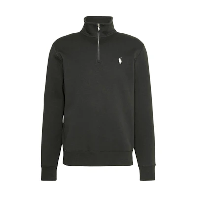 Polo Ralph Lauren SS24 Black Logo Embroidered Zip-Up Sweatshirt. 710905382-006