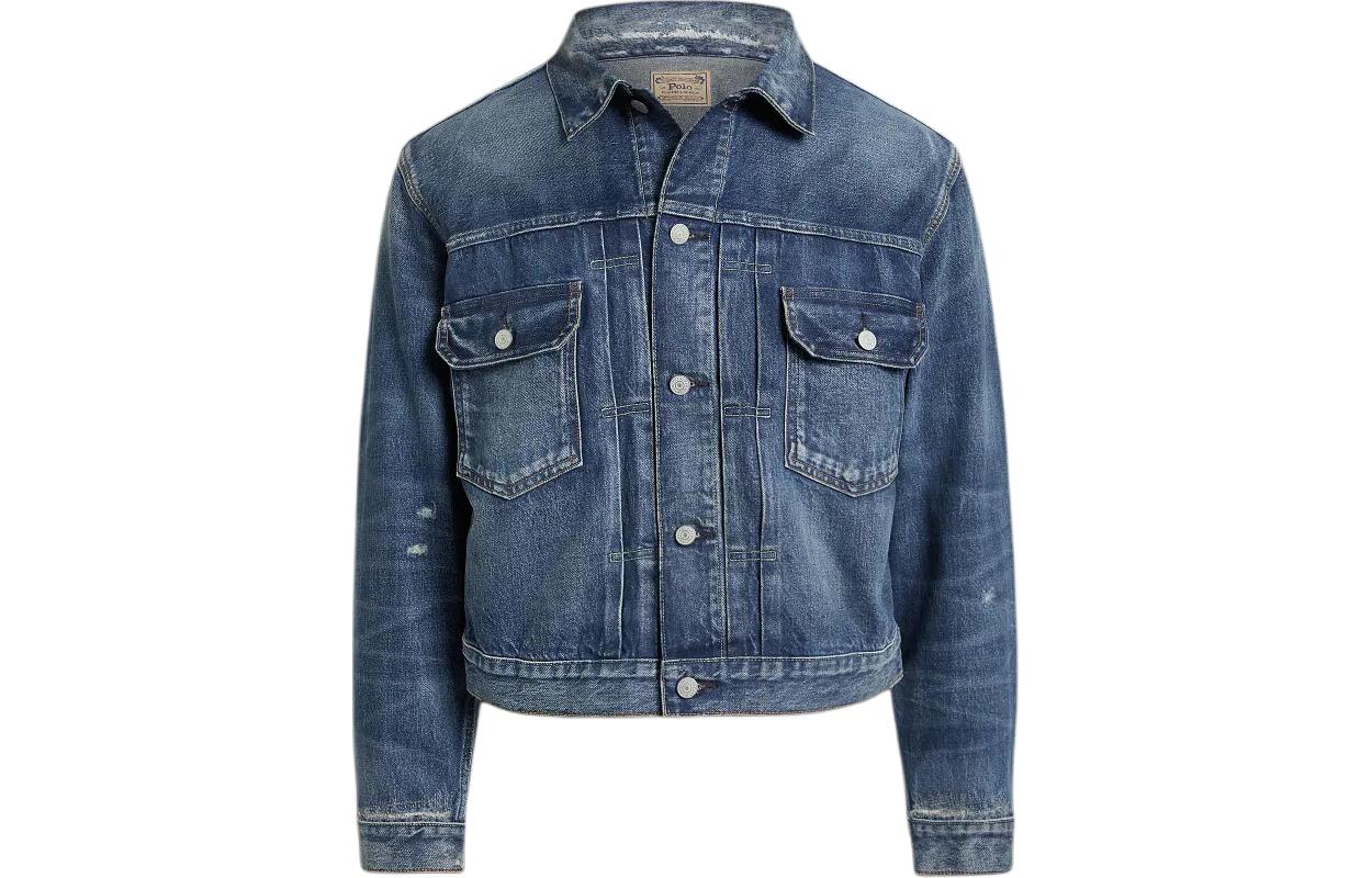 Polo Ralph Lauren SS24  Blue Denim Trucker Jacket Solid Slim Fit MNPOOTW16021-373