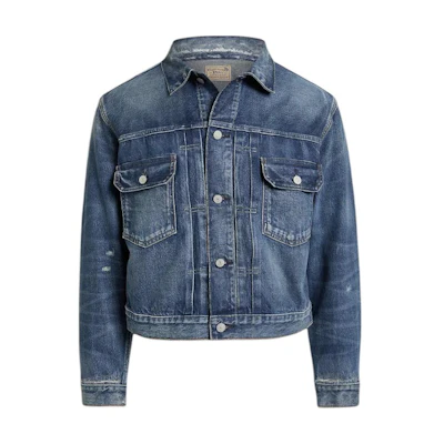 Polo Ralph Lauren SS24 Blue Denim Trucker Jacket Solid Slim Fit MNPOOTW16021-373