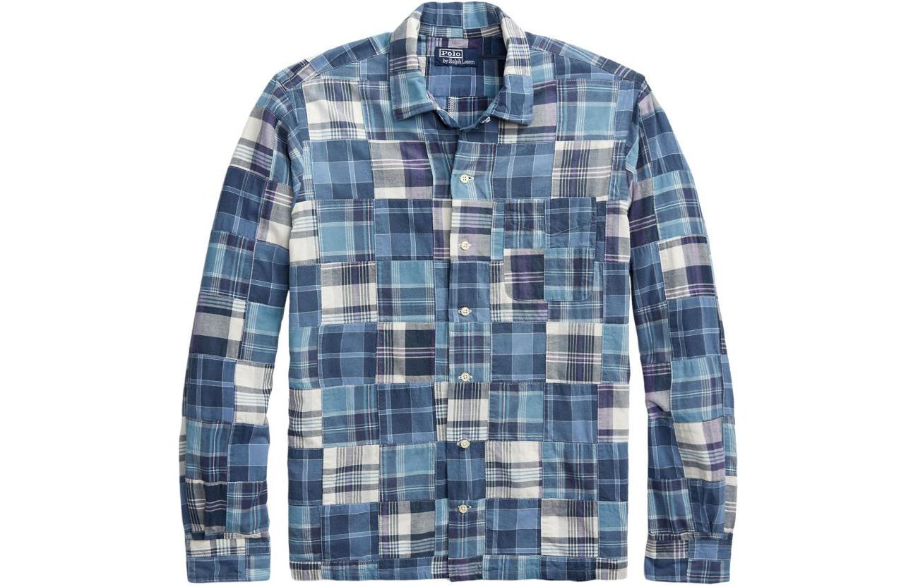 Buy Polo Ralph Lauren Kemeja Panjang Kotak-Kotak Biru SS24 dengan Kancing Tertutup. 710934692-001
