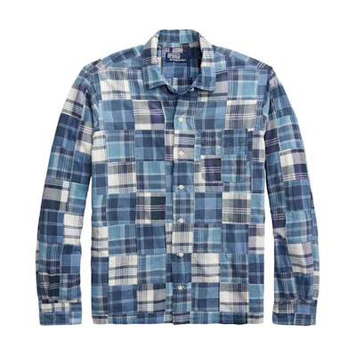 Polo Ralph Lauren SS24 Blue Plaid Long-Sleeve Shirt with Button Closure. 710934692-001