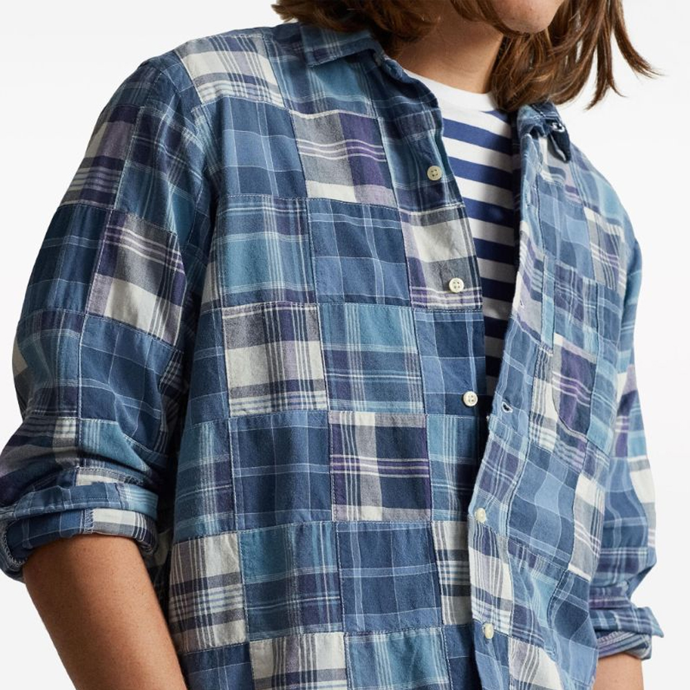 Details for Polo Ralph Lauren Kemeja Panjang Kotak-Kotak Biru SS24 dengan Kancing Tertutup. 710934692-001